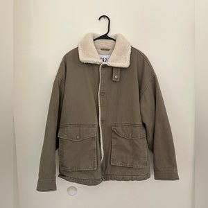 Zara Double-Faced Cotton Jacket, Tan, Medium